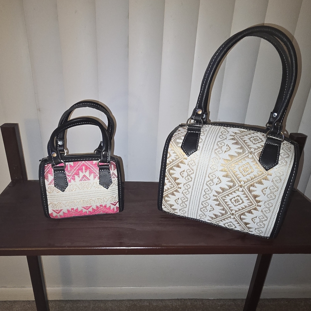Stylish Pink and Black Structured Satchel